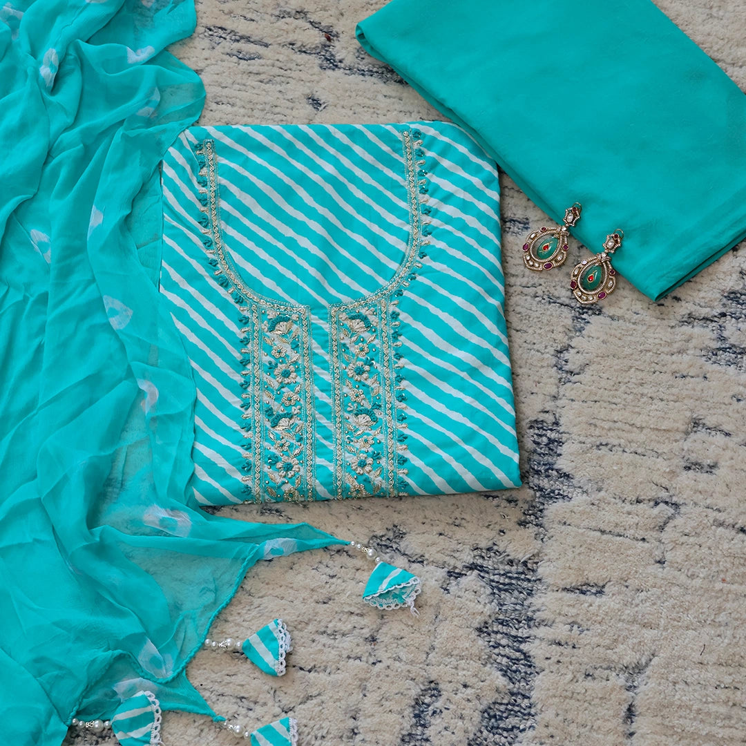 Soothing Leheriya Cotton Unstitched Suit Set
