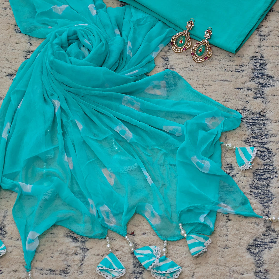 Soothing Leheriya Cotton Unstitched Suit Set