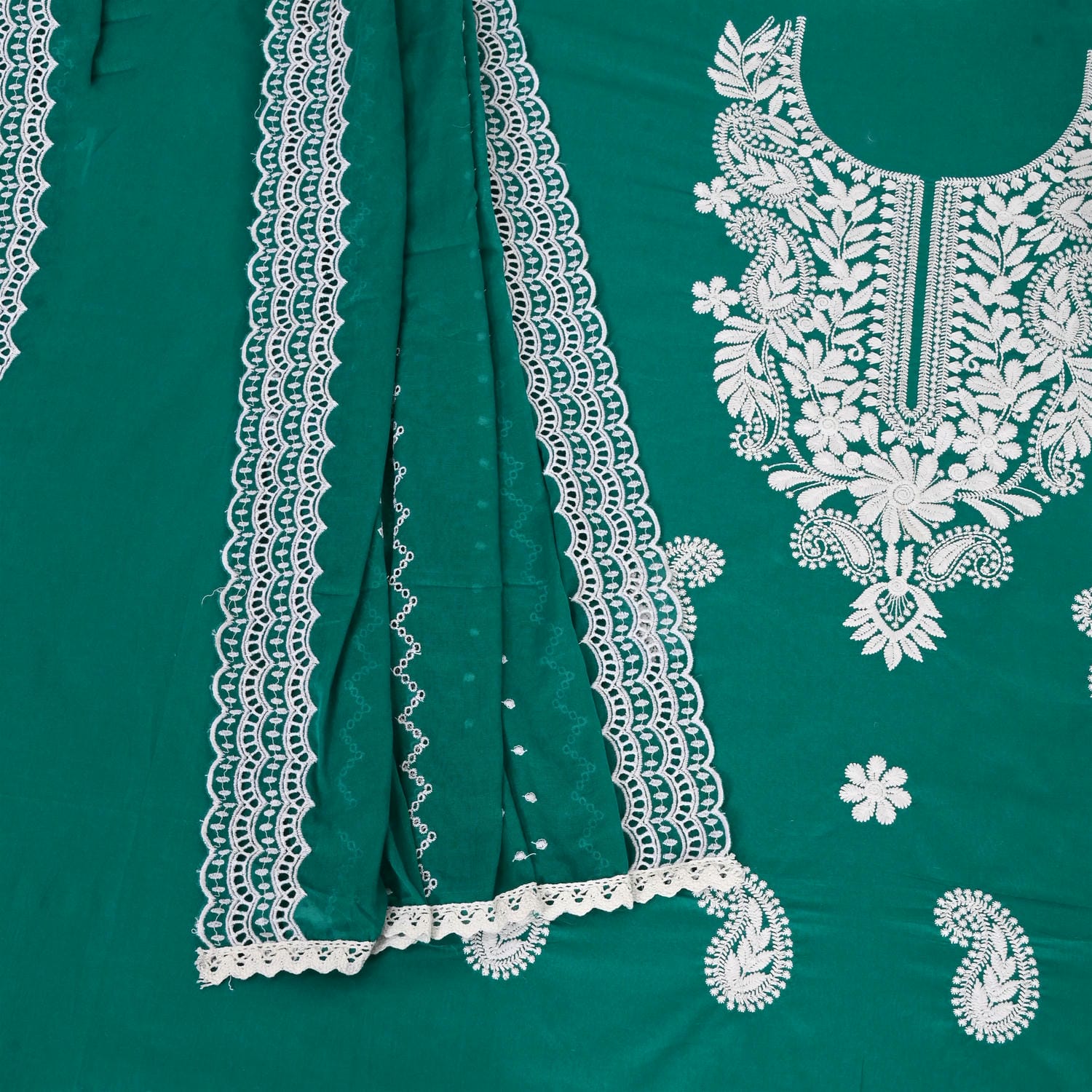 Soothing Rama Green Chikankari Suit Set