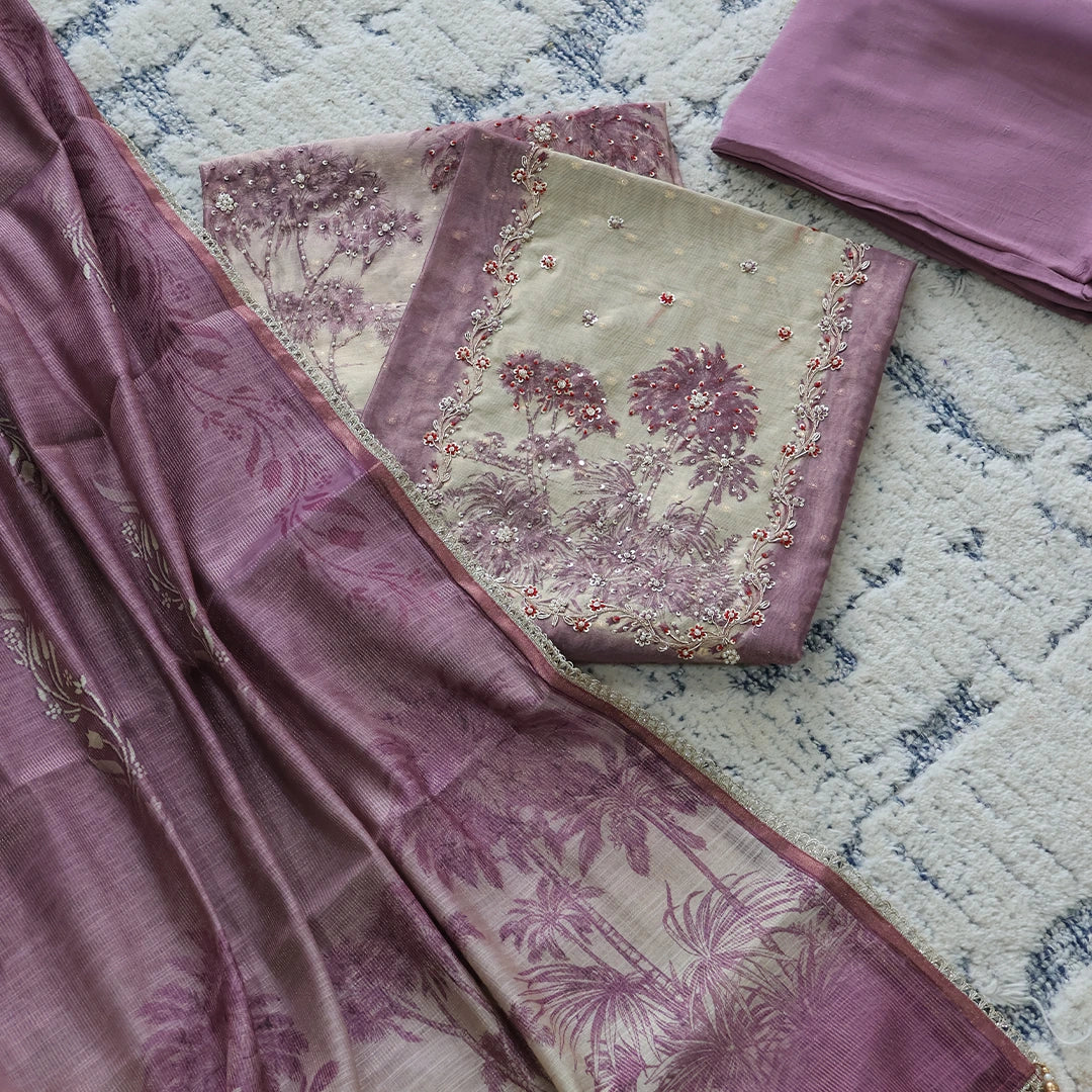 Soothing Tissue Silk Unstitched Suit Set