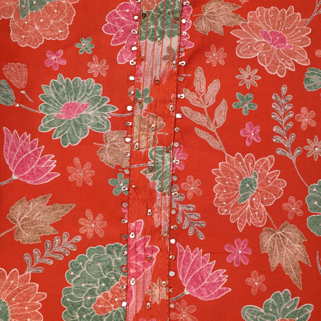 Squash Orange Miuslin Unstitched Suit Set