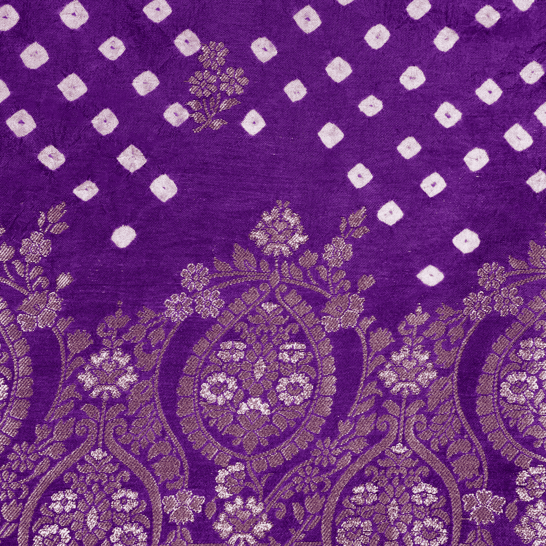 Strong Purple Bandhani Silk Unstitched Salwar Suit