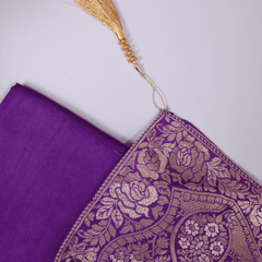 Strong Purple Bandhani Silk Unstitched Salwar Suit