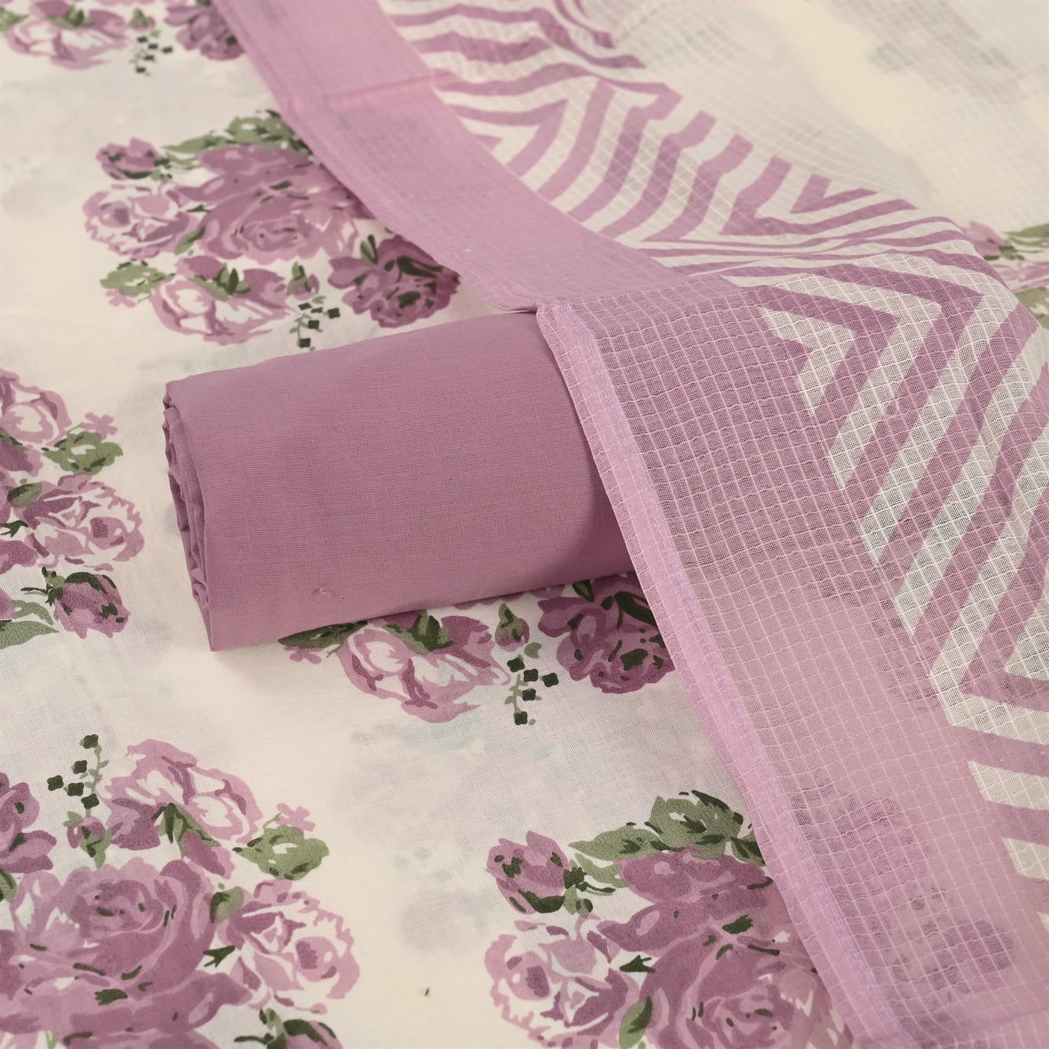 Summery Moff Floral Cotton Unstitched Suit Set