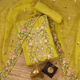 Sun Yellow Silk Unstitched Suit Set