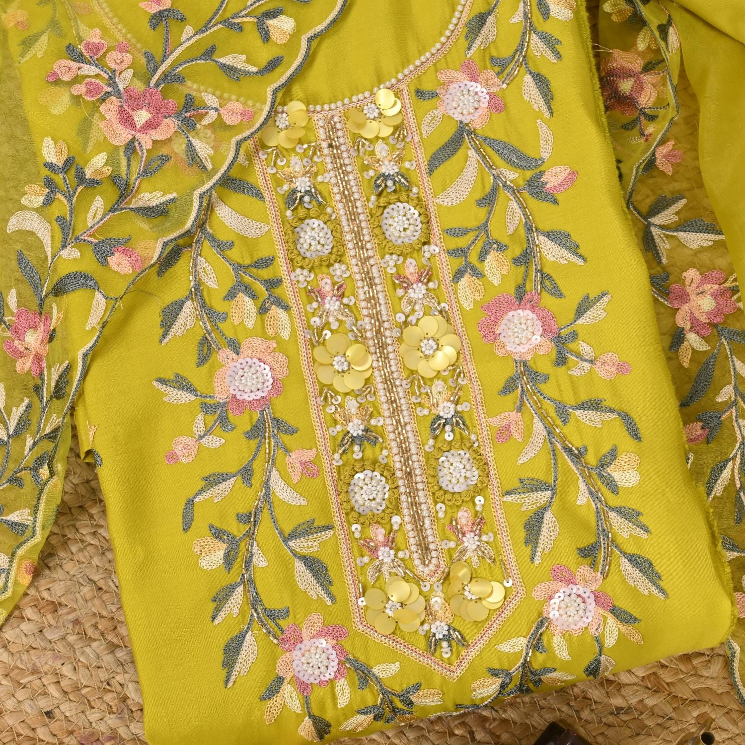 Sun Yellow Silk Suit Set