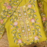 Sun Yellow Silk Unstitched Suit Set