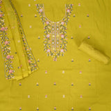 Sun Yellow Silk Unstitched Suit Set