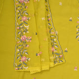 Sun Yellow Silk Unstitched Suit Set