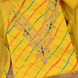 Sunshine Yellow Leheriya Cotton Unstitched Salwar Suit