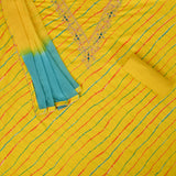 Sunshine Yellow Leheriya Cotton Unstitched Salwar Suit