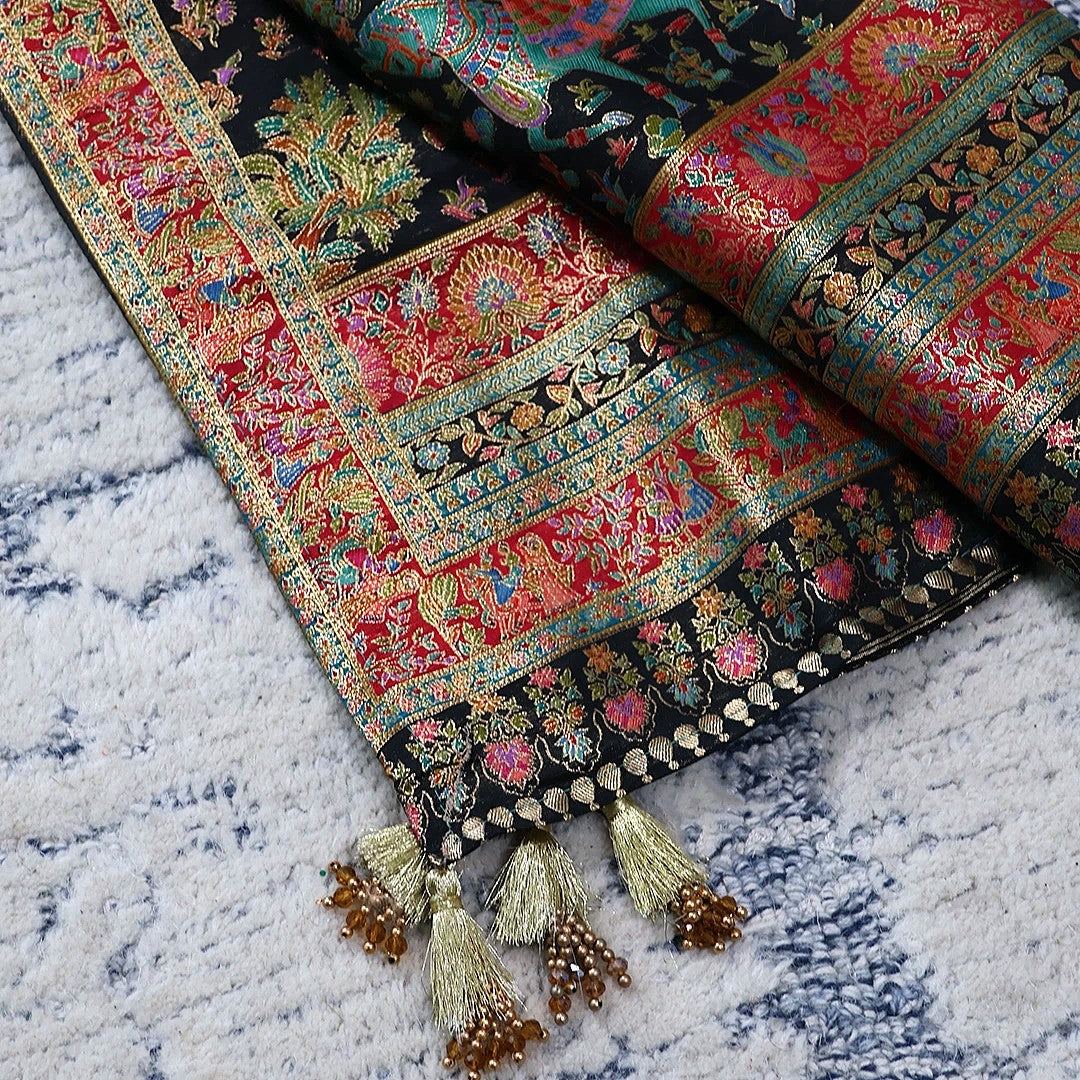 Super Black Placement Weaved Unstitched Suit Set