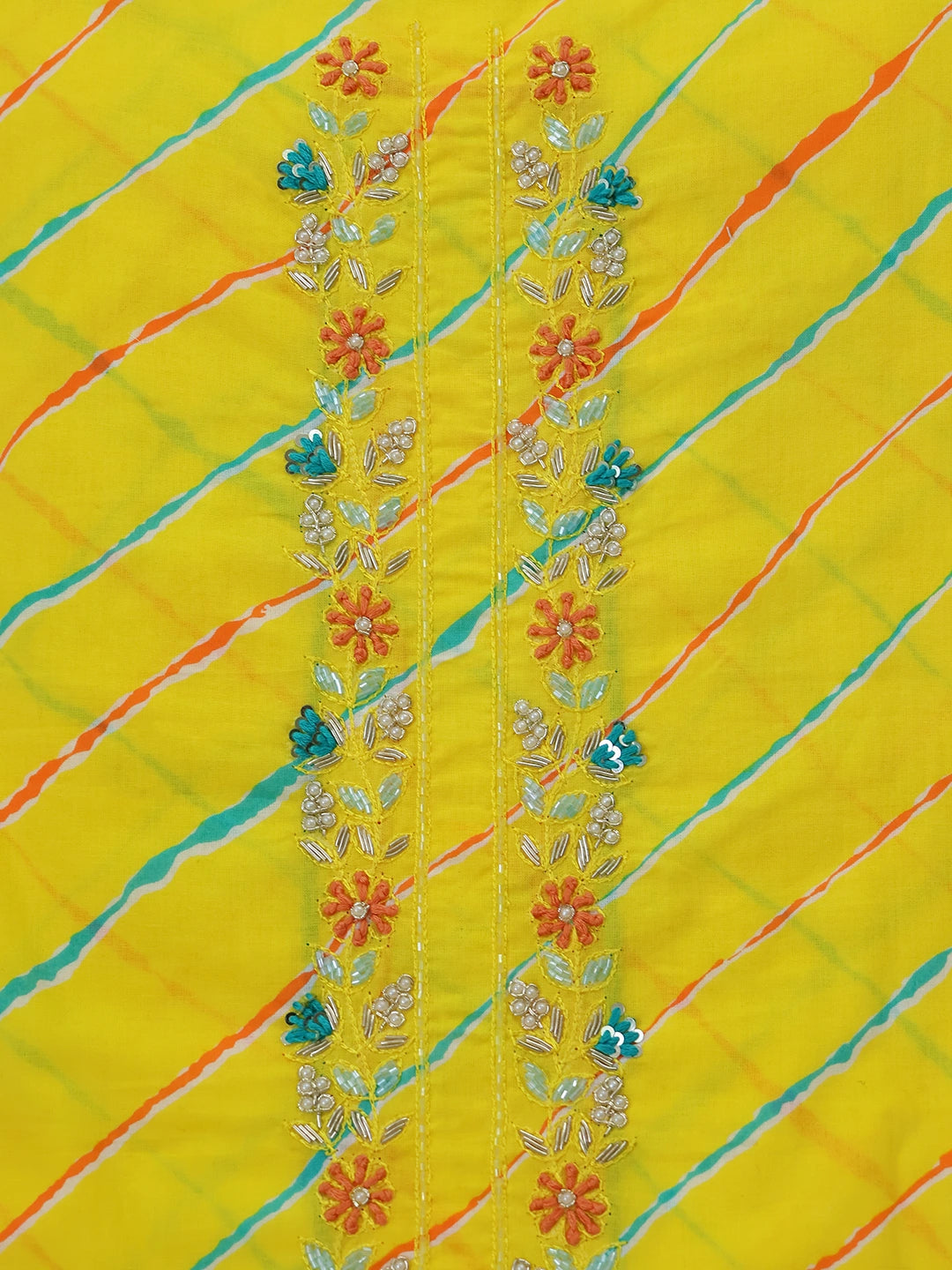 Surajmukhi Leheriya Ensemble Cotton Unstitched Suit Set