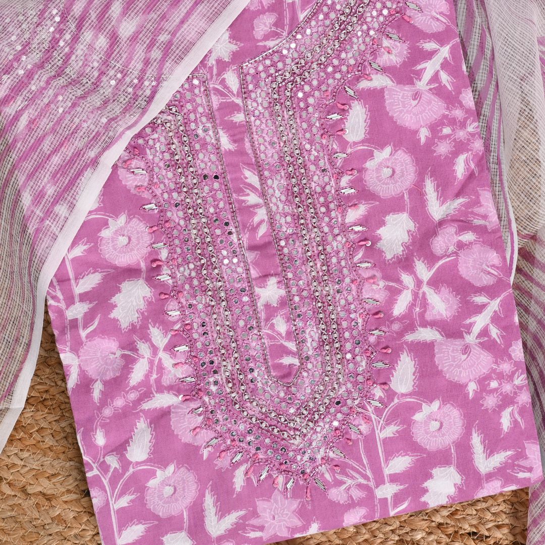 Taffy Pink Doriya Dupatta Unstitched Salwar Suit
