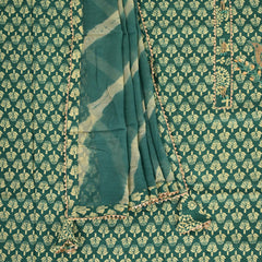Teal Green Bagru Print Cotton Suit Set