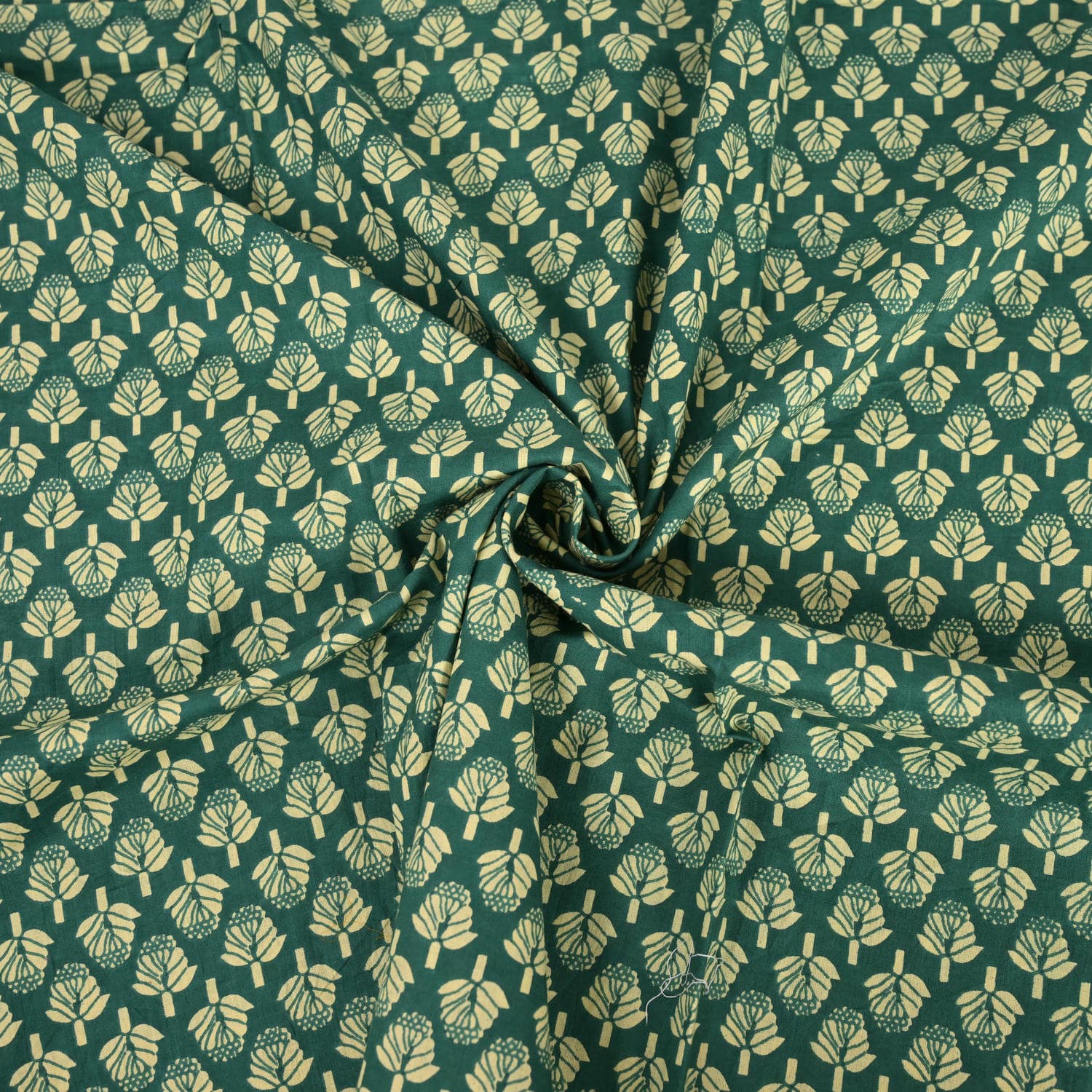 Teal Green Bagru Print Cotton Unstitched Suit Set