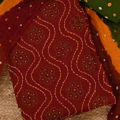 The Bengali Kantha Marron Work Suit Set