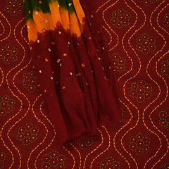 The Bengali Kantha Marron Work Suit Set