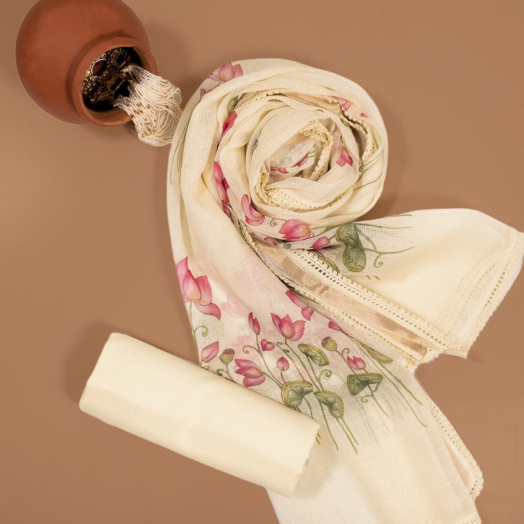 The Pleasent Lotus KotaDoriya Unstitched Suit Set