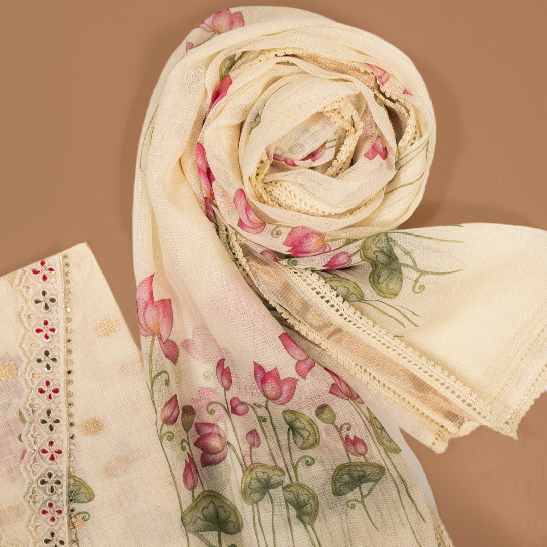 The Pleasent Lotus KotaDoriya Unstitched Suit Set