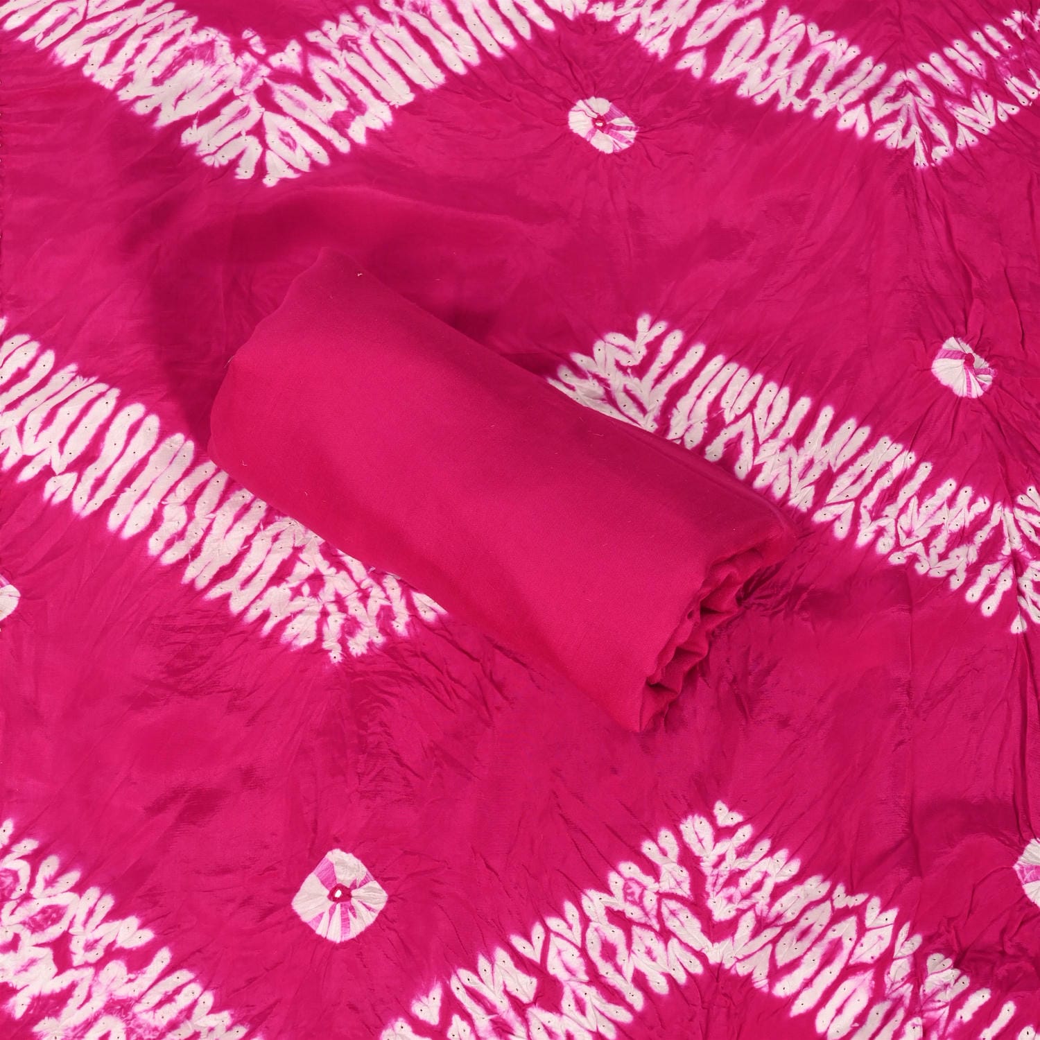 Traditional Rani Crepe Shibori Suit Set