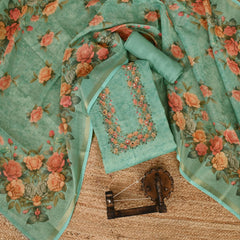Turquoish Green Linen Suit Set