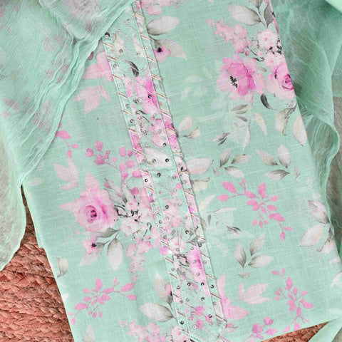 Turquoish Green Linen Suit Set