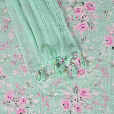 Turquoish Green Linen Suit Set