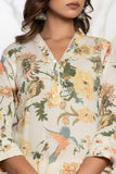 Vanilla Cream Y Neck Cotton Suit Set