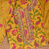 Vivid Yellow Batik Print Cotton Unstitched Salwar Suit