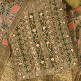 Walnut Brown Chanderi Unstitched Salwar Suit