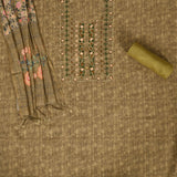 Walnut Brown Chanderi Unstitched Salwar Suit