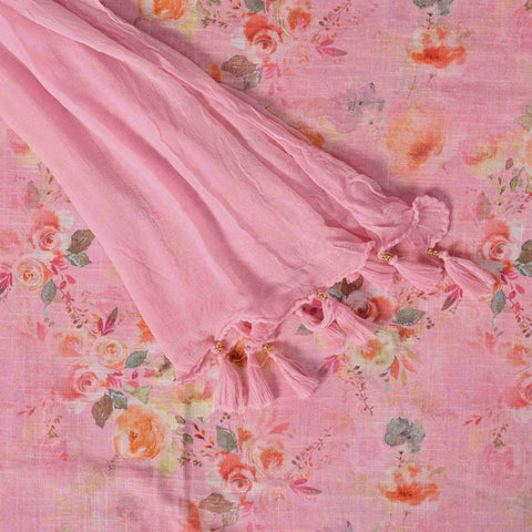 Watermelon Pink Floral Linen Suit Set