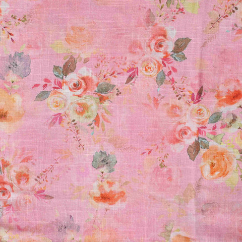 Watermelon Pink Floral Linen Suit Set