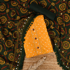 Yellow Green Phulkari Dupatta Suit Set