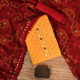 Yellow Red Phulkari Dupatta Suit Set