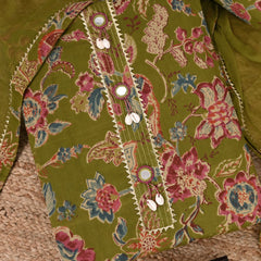 Zinnia Green Cotton Unstitched Salwar Suit