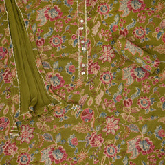 Zinnia Green Cotton Unstitched Salwar Suit