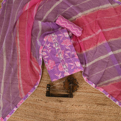 phlox Purple Full Embroidered Cotton Suit Set