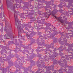 phlox Purple Full Embroidered Cotton Suit Set