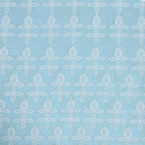 Baby Blue Chikankari Cotton Unstitched Jaipuri Suit Set With Chiffon Dupatta