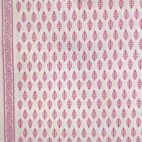 Blush White Fount Cotton Unstitched Jaipuri Suit Set With Malmal Dupatta