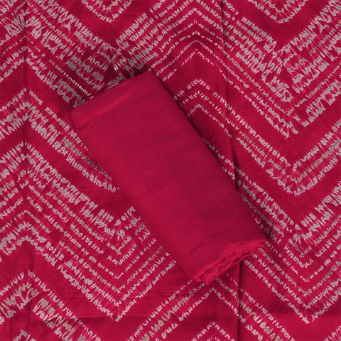 Cherry Shibori Unstitched Muslin Jaipuri Salwar Suit With Chiffon Dupatta