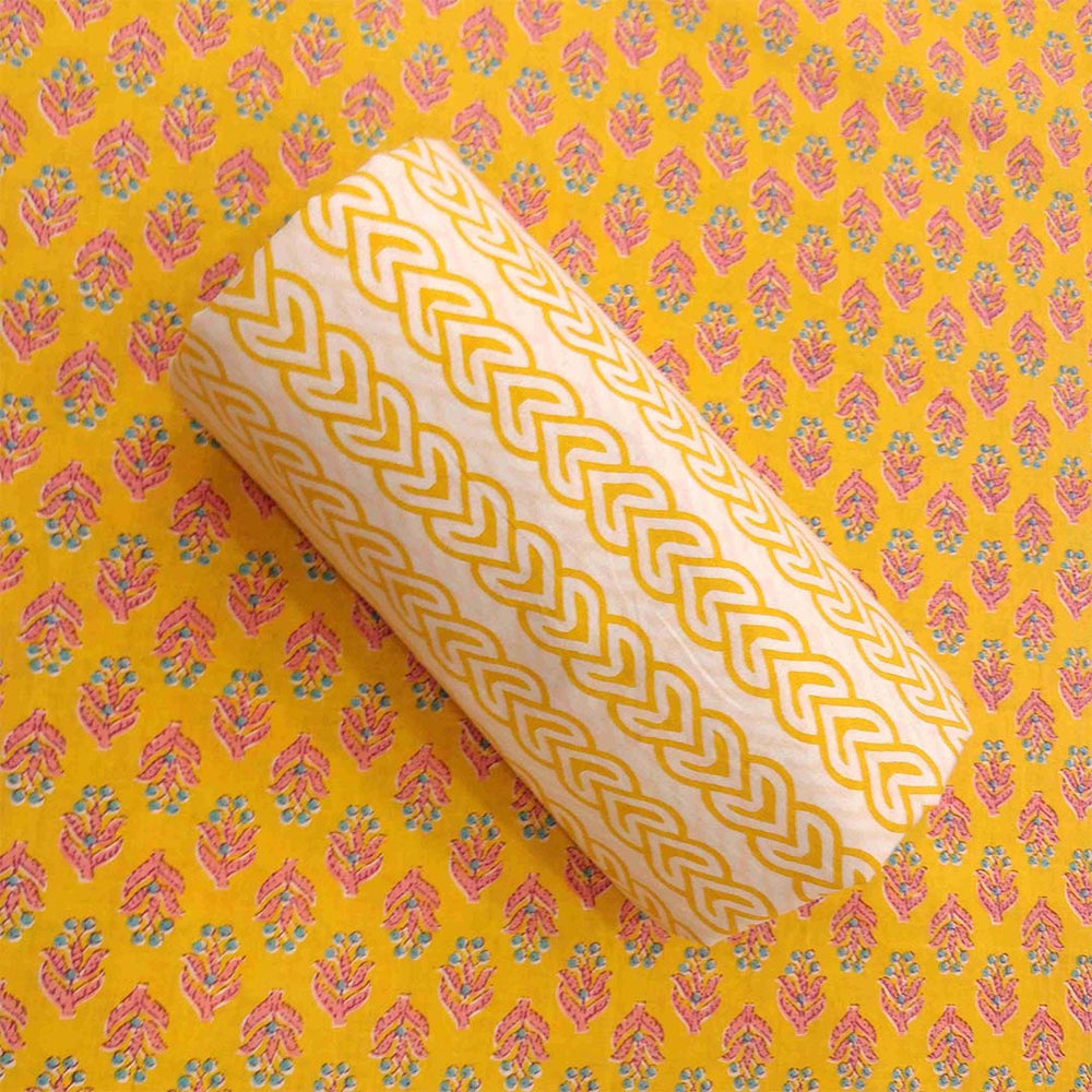 Chicory Yellow Unstitched Cotton Salwar Suit With Malmal Dupatta