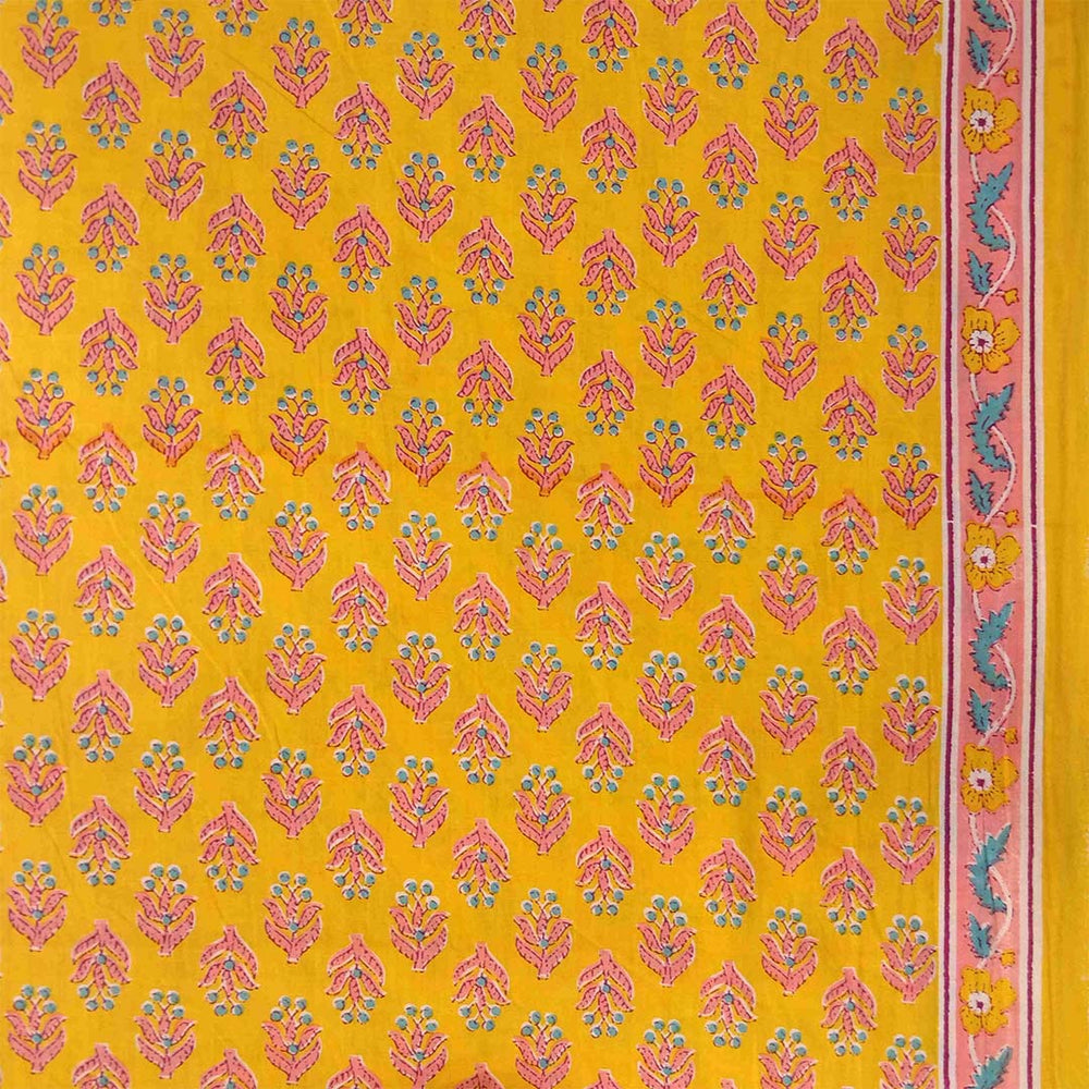 Chicory Yellow Unstitched Cotton Salwar Suit With Malmal Dupatta