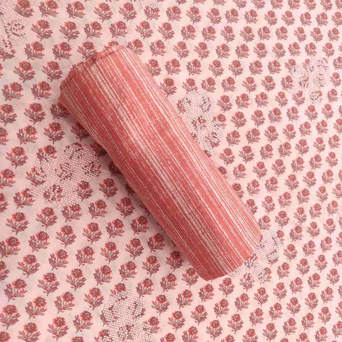 Cross Stich Pink Embroidery Unstitched Cotton Rajasthani Salwar Suit With Malmal Dupatta