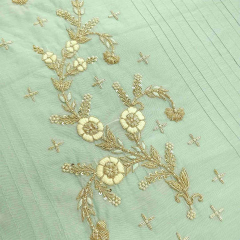 Electric Blue Unstitched Chanderi Jaipuri Salwar Suit With Chiffon Dupatta