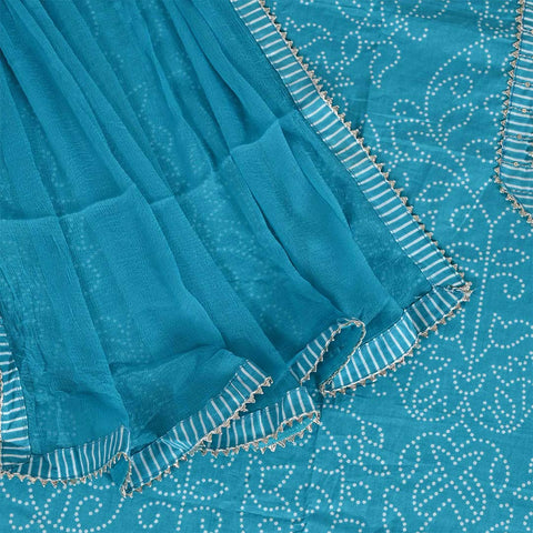 Firozi Rai Bandhej Unstitched Cotton Jaipuri Suit With Chiffon Dupatta