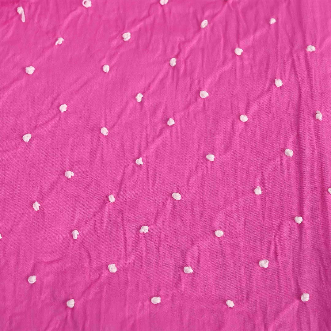 French Knot Pink Unstitched Cotton Rajasthani Salwar Suit With Chiffon Dupatta