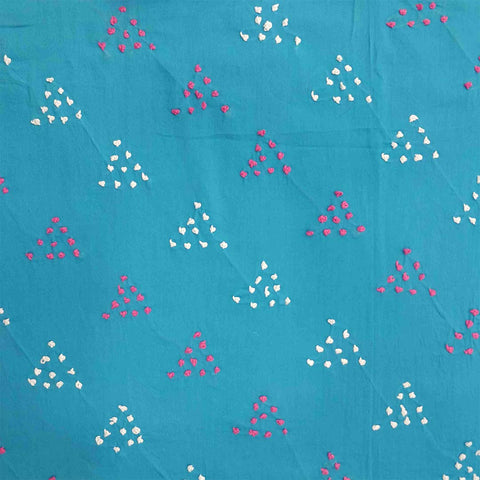 French Knot Sky Unstitched Cotton Jaipuri Salwar Suit With Chiffon Dupatta